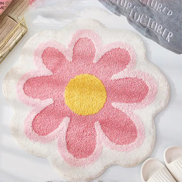 Cute Round Flower Tufting Rug