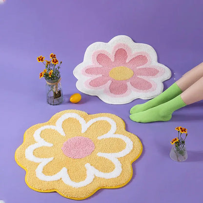 Joli tapis touffeté à fleurs rondes