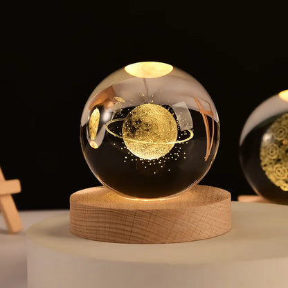 Boule De Cristal Verre Planète Led