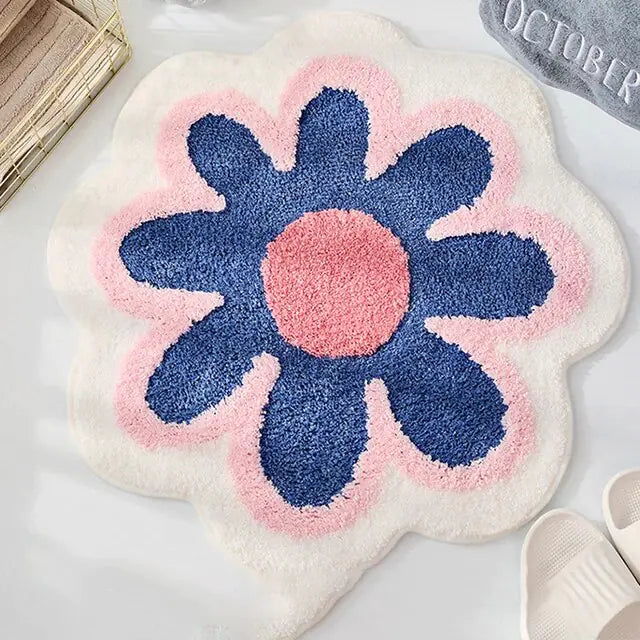 Cute Round Flower Tufting Rug