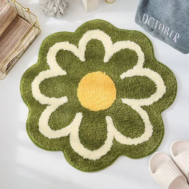 Joli tapis touffeté à fleurs rondes