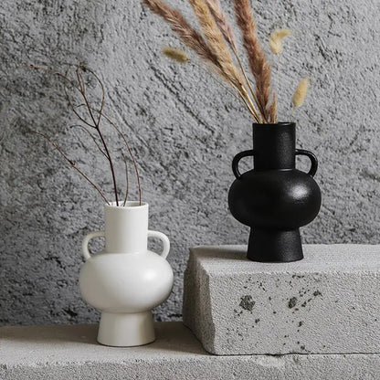 Vases en céramique blanc noir