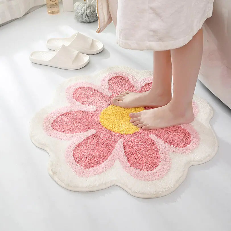 Joli tapis touffeté à fleurs rondes