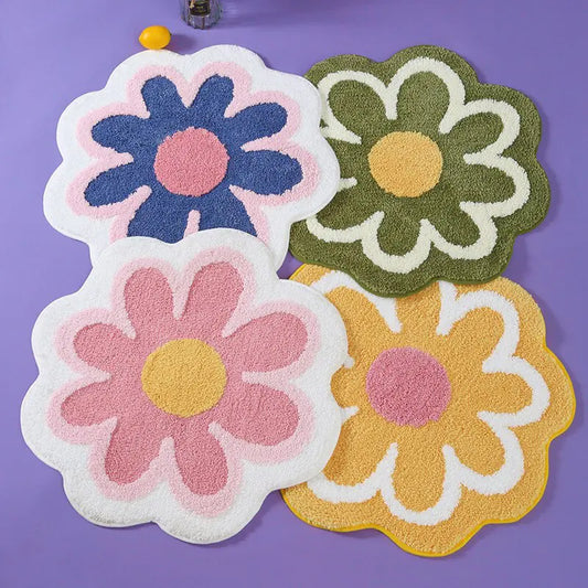 Joli tapis touffeté à fleurs rondes