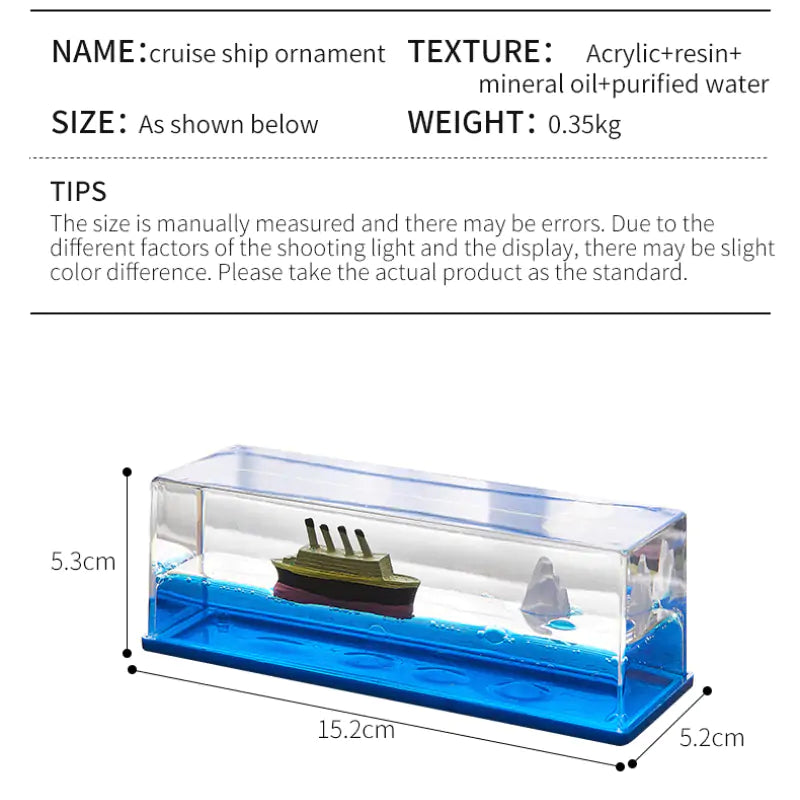 Bouteille de dérive de fluide pour bateau de croisière