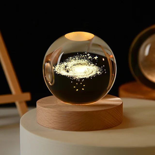 Boule De Cristal Verre Planète Led