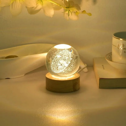 Boule De Cristal Verre Planète Led