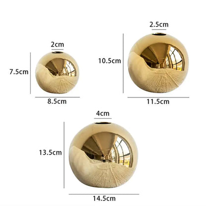 Vase rond en céramique doré