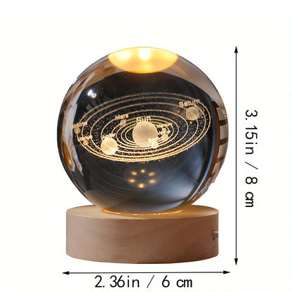 Boule De Cristal Verre Planète Led